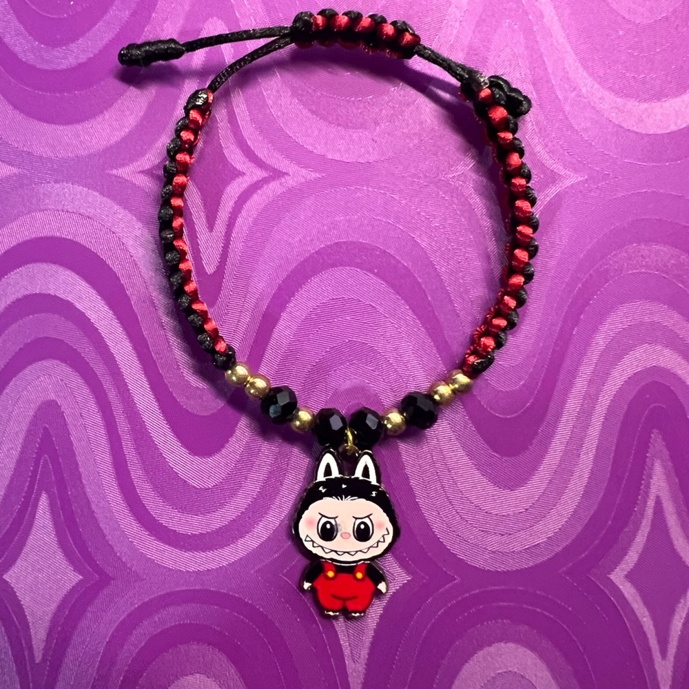 Labubu Cute Character Kids Bracelet - Red and Black
